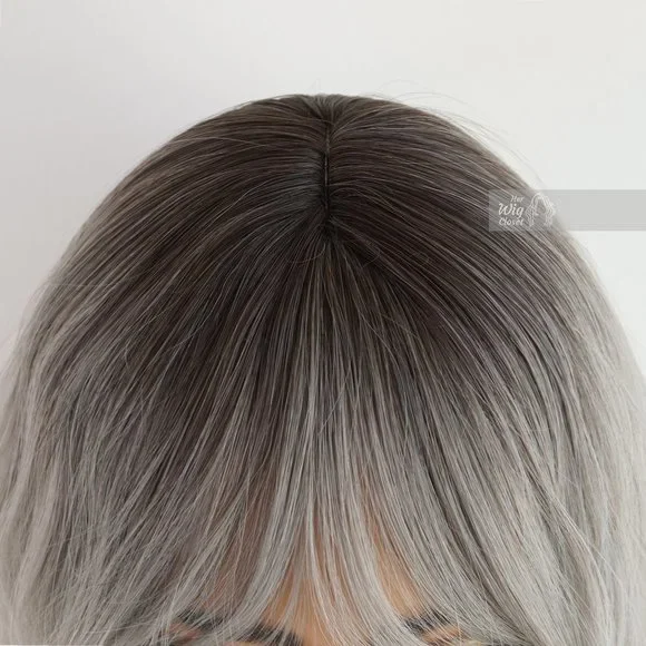 Dark Roots Silver Ombre Wavy Wig with Bangs | Mothers Day Gift | Ororo - Picture 9 of 9